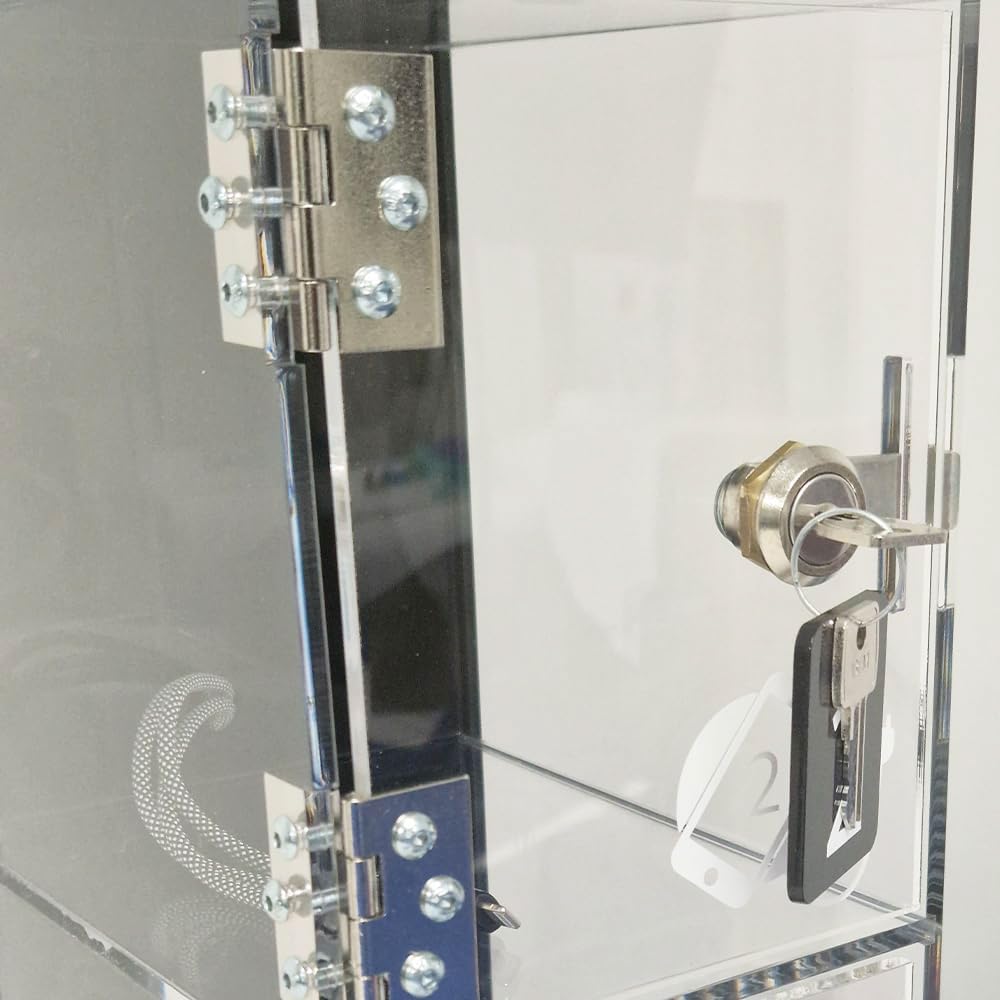 Colonnina di ricarica per smartphone con locker numerati, stazione di ricarica multipla con chiusura a chiave, ideale per uffici, negozi ed eventi (Verticale 6 Scomparti)