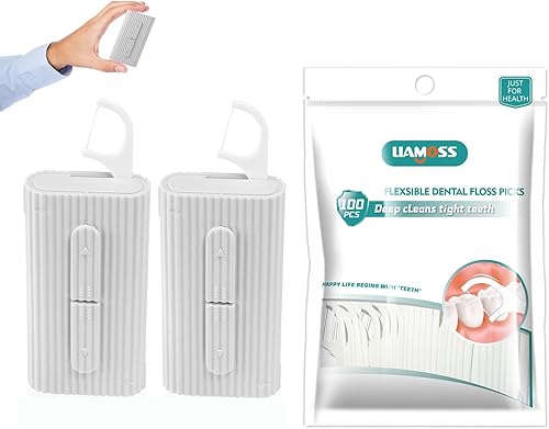 Palillos de hilo dental LIAMOSS Flossers con dispensador de hilo dental, palillos de dientes para adultos sin roturas y sin fragmentos, 120