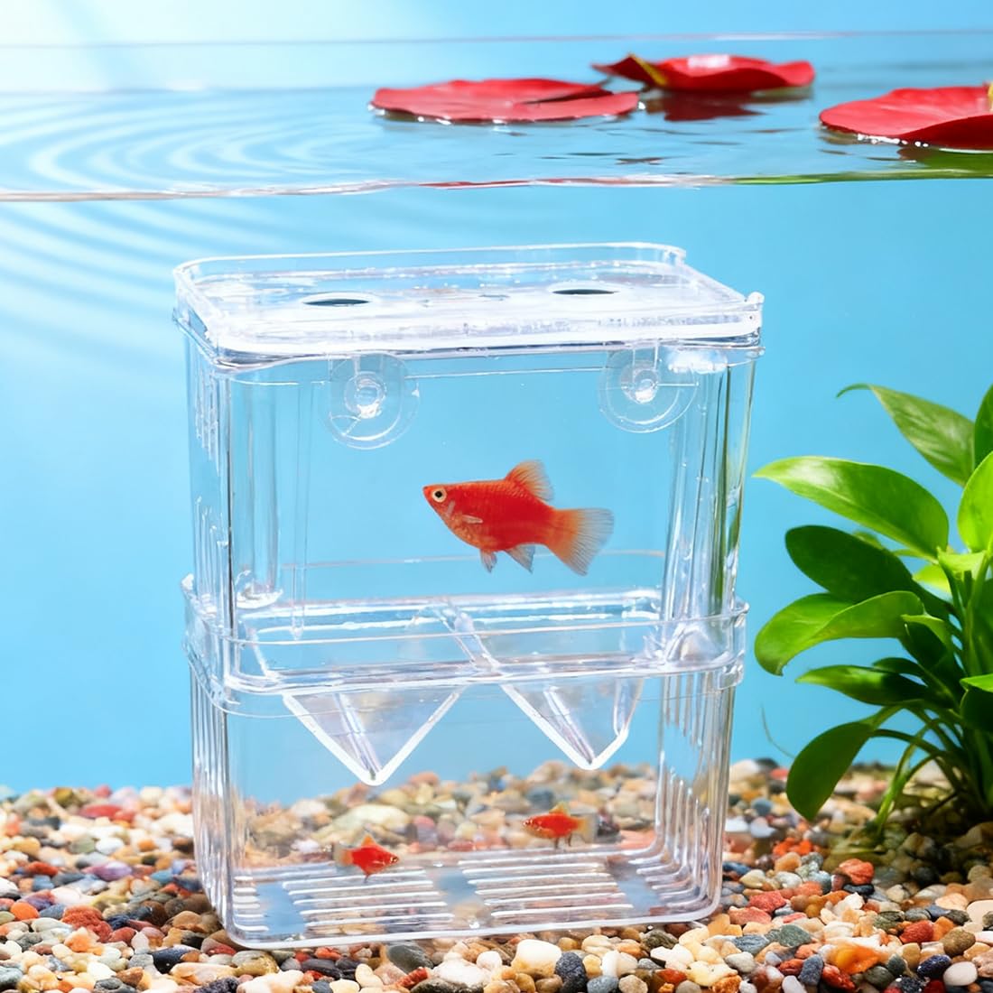 Aquarium Fish Breeding Box Transparent Acrylic Plastic Breeder Box for Fish Tank Baby Separator Tanks for Shrimp Hatchery Incubator Small Isolation Divider Betta Goldfish (7.5x6.5x11cm)