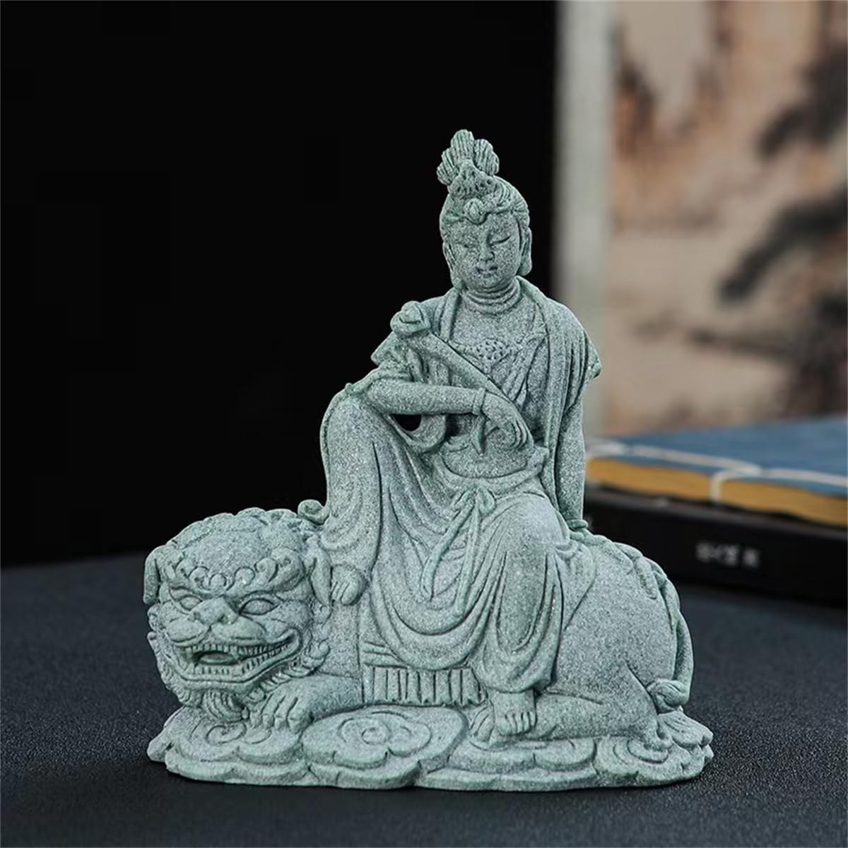 livelyfish Aquarium Buddha Statue Sandstone Buddha Figurines Zen Decor Meditating Buddha Statues for Underwater Landscaping Garden Decoration (A)