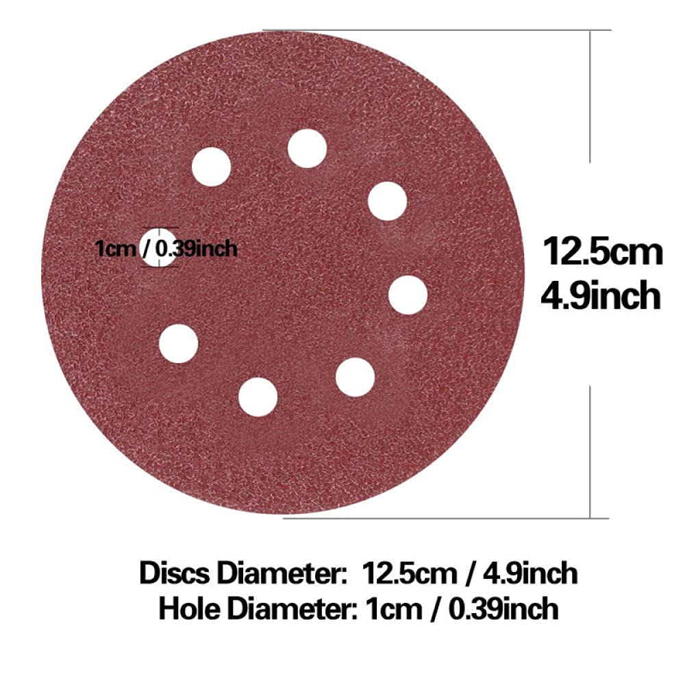10 Uds. De papel de lija redondo de 5 pulgadas y 125mm, disco de ocho agujeros, hojas de arena, grano 40-2000, disco de lijado con gancho y bucle, grano 120, 10 Uds.