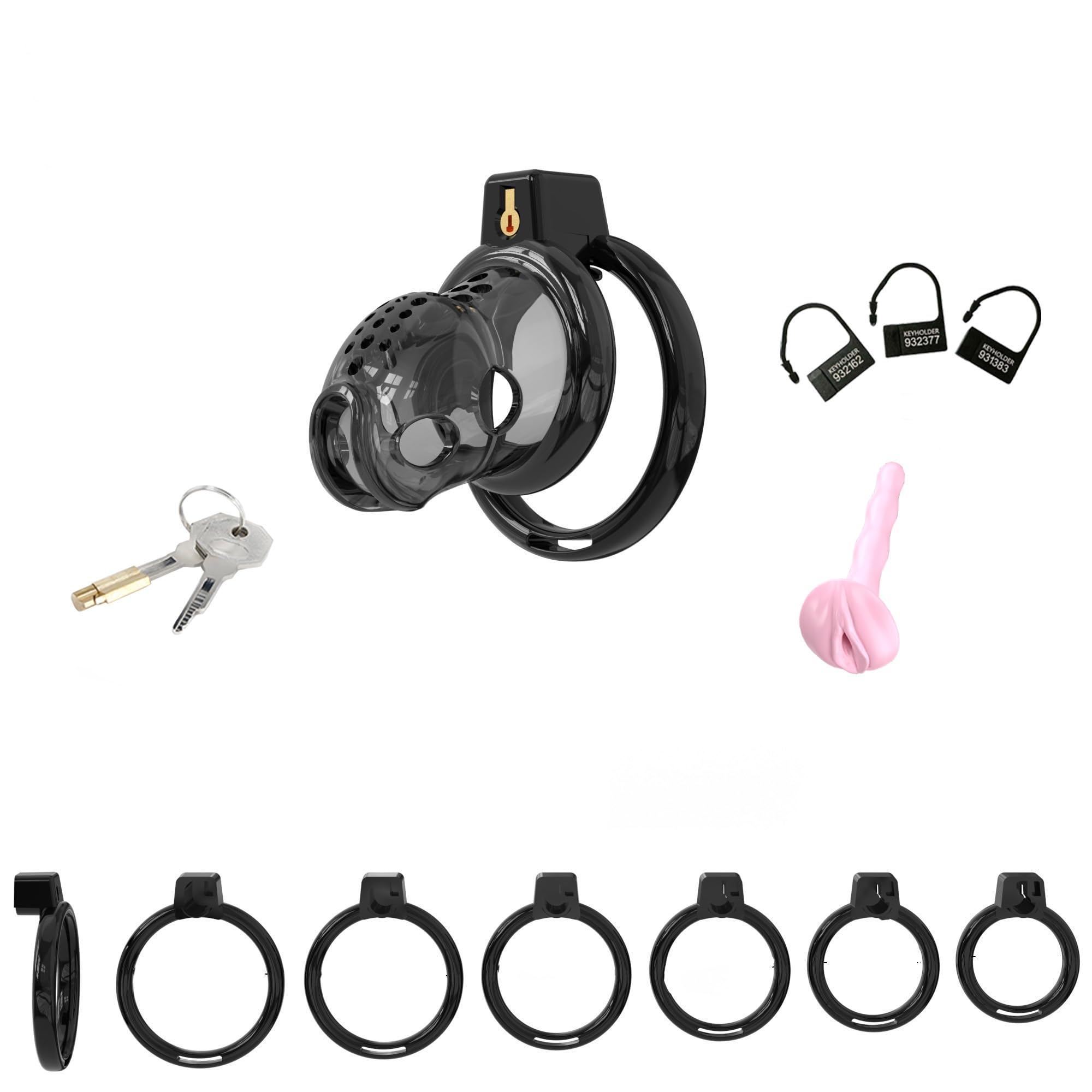 Hdynasty Jaula de Resina Transpirable para Hombre con 6 mosquetones fijos (40mm/44mm/48mm/52mm/56mm/60mm)