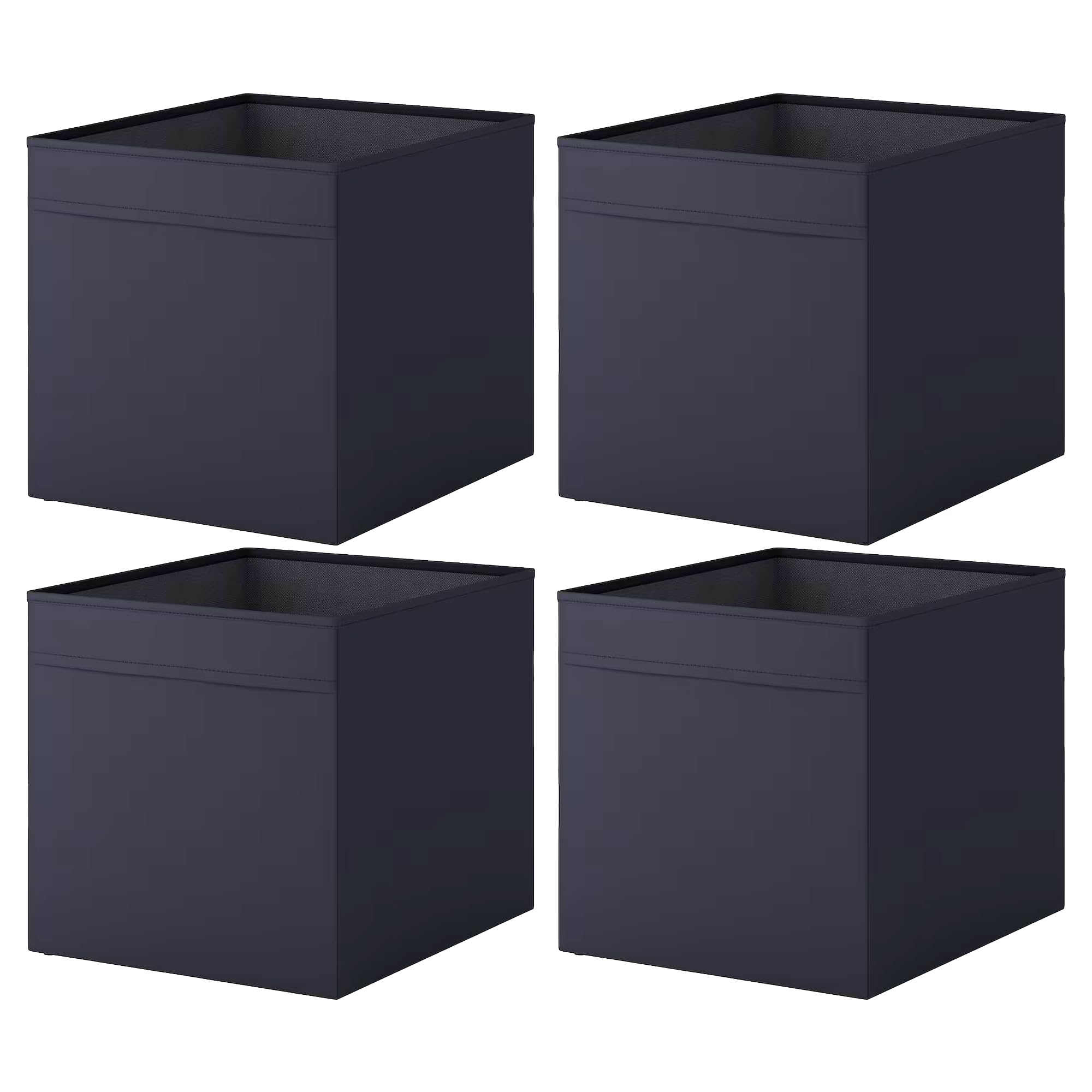 Drona Fabric Storage Box Insert - Black - 33x38x33cm - Foldable and Durable Cube Organizer for Shelves, Closets, and Home Storage, pack of 4