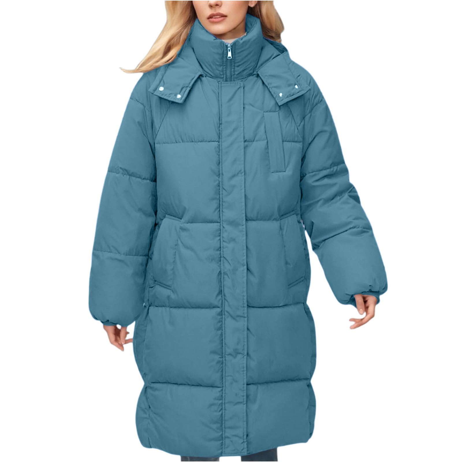 Daunenmantel Damen Lang Winter Steppjacke Daunen Wintermantel Gefüttert