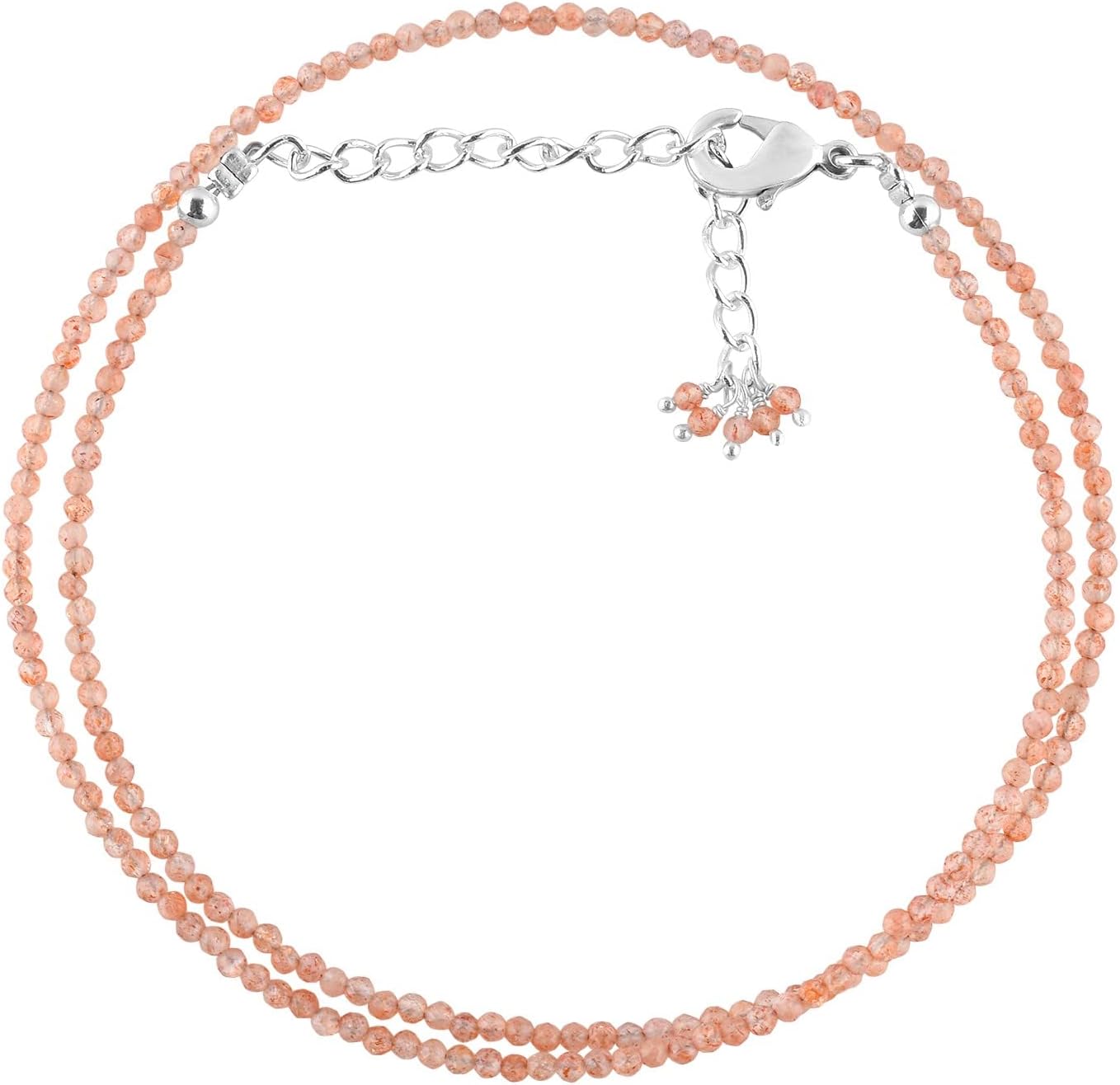 Natural Gemstone Micro Beads Choker Necklace for Women, Healing Chakra Energy Crystals, Birthstone Jewelry, Silver Plated Chain 18 inch Birthday Gift for Her