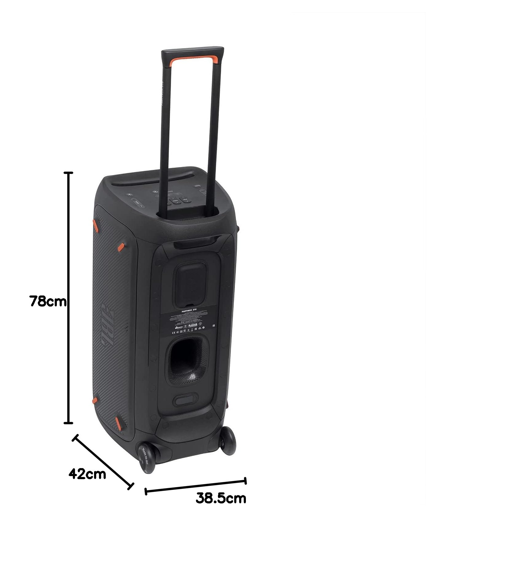 JBL PartyBox 310MC, Speaker Portatile per Feste, con Effetti di Luci, Microfono Cablato JBL, Design IPX4 Resistente agli Schizzi, 18 Ore di Riproduzione, Nero