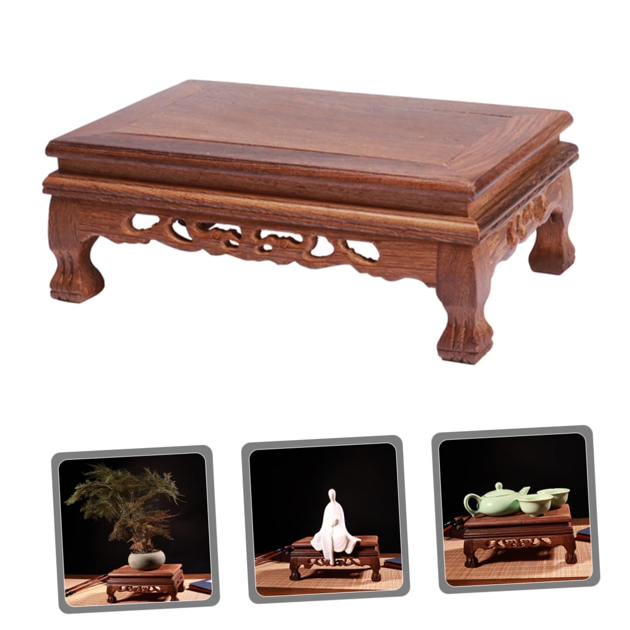 Base de Exhibición Rectangular de Madera para Macetas y Acuarios