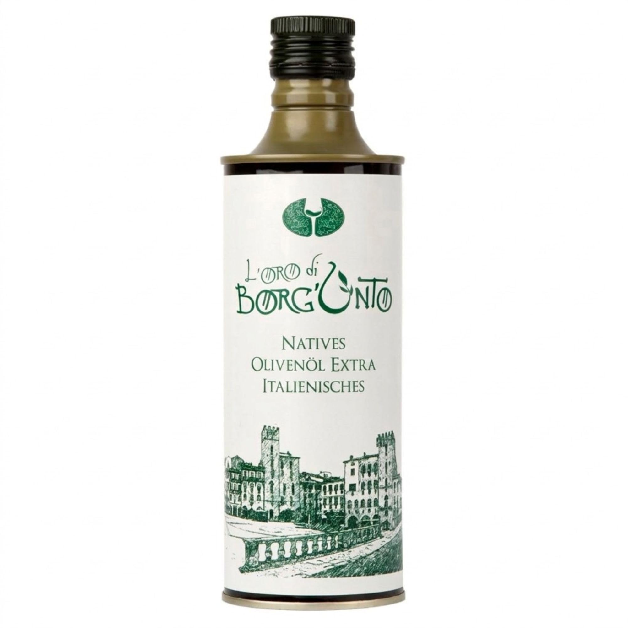 BORGUNTO | Italienisches Olivenöl Extra Vergine 12 x 500ml | Ideal zum Würzen von Fleisch, Fisch, Salaten und ersten Gängen | Kaltpressung