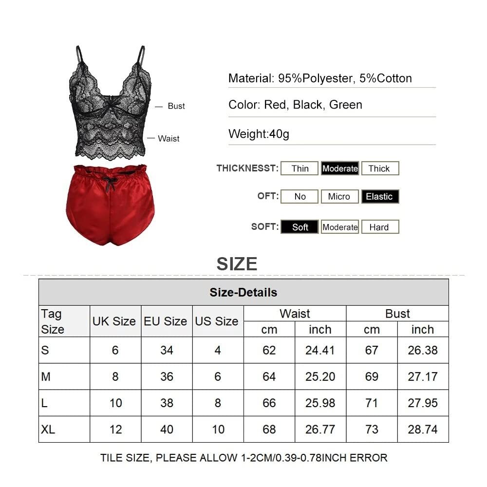 CLSDRZC Women's Lingerie Lace 2 Piece Set Bra&Shorts Casual Female Homewear Pajamas Suit Sleepwear
