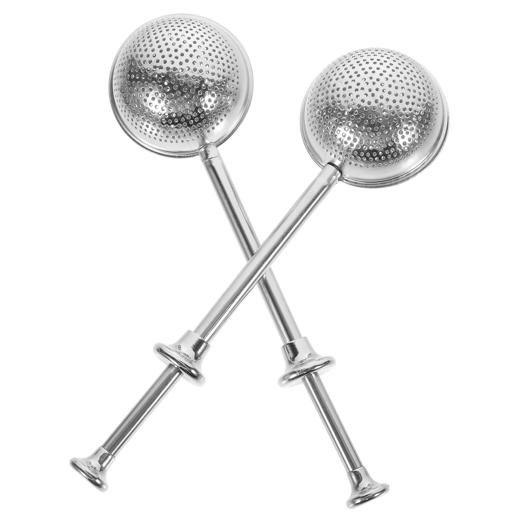 PRETYZOOM 2Pcs Stainless Steel Tea Ball Infusers Retractable Tea Strainers for Home Restaurant Tea House Use Comfortable Non Slip Handle Fine Mesh Design for Loose Leaf Tea