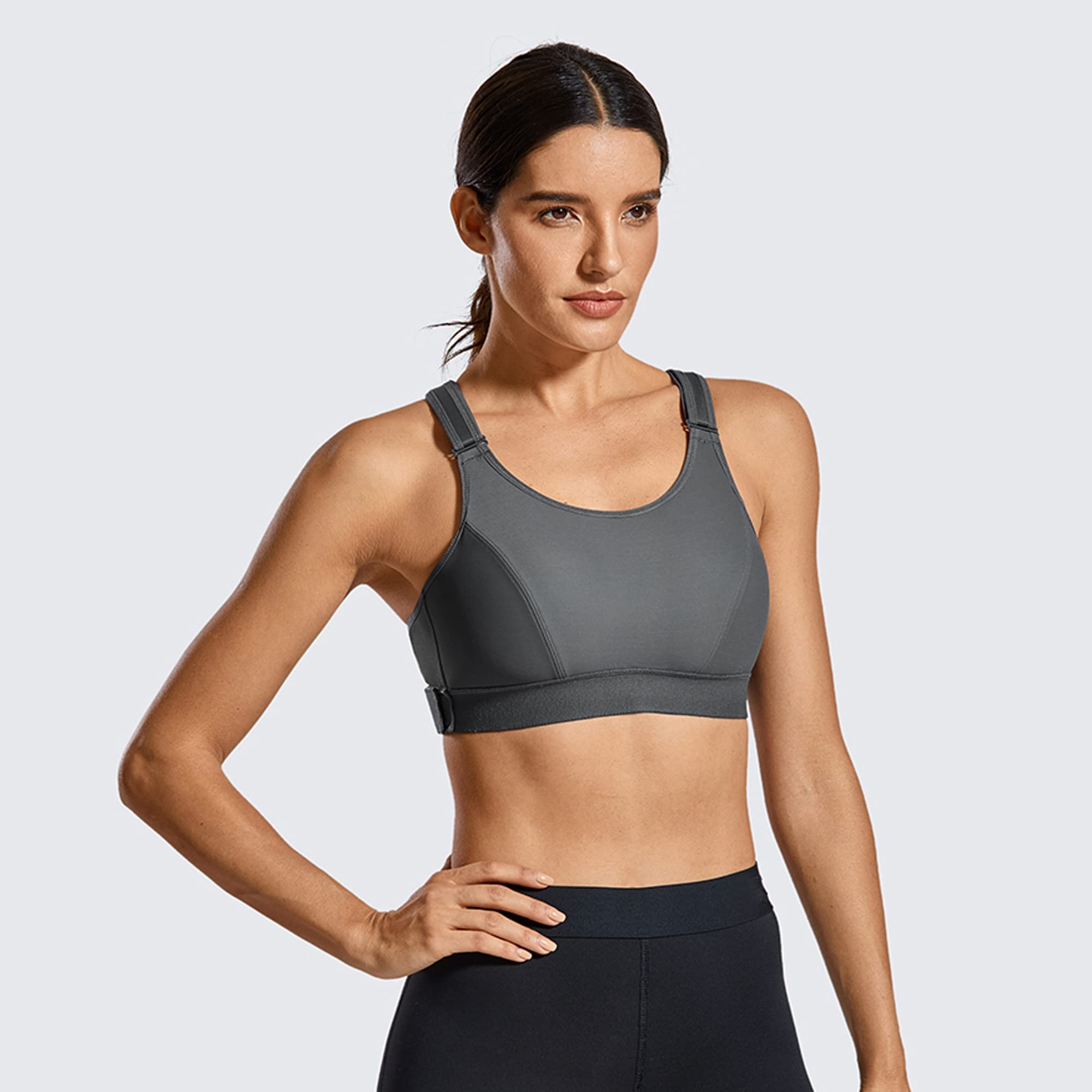 WENJUN Soutien-gorge de sport non rembourré pour femme, soutien-gorge court sans armatures à haut impact avec bretelles réglables, bralette de yoga pour entraînement gym (couleur : gris, taille : 90