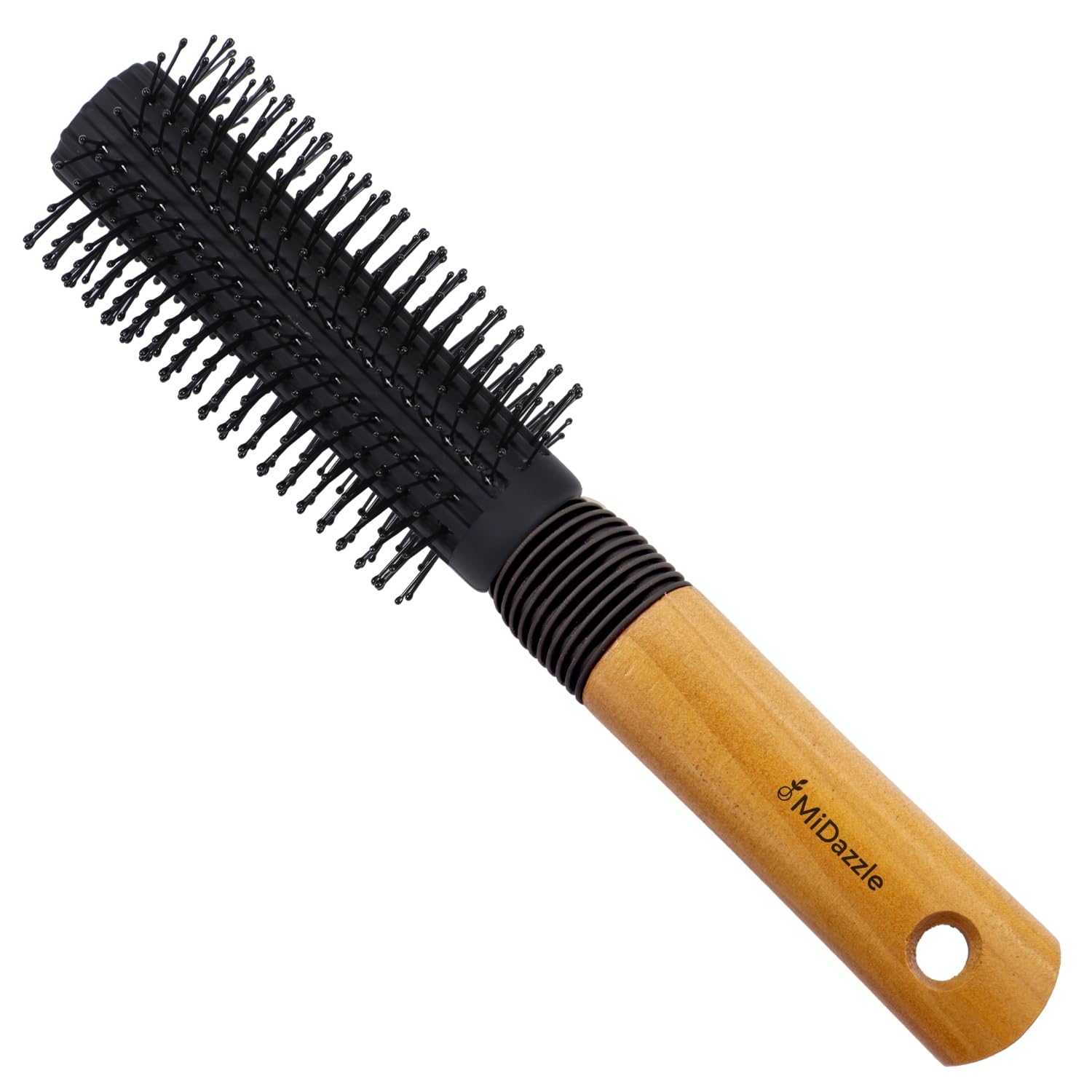 Luxury Round Hair Brush for Men & Women with Wooden Handle - Ideal for Volumizing and Smoothing