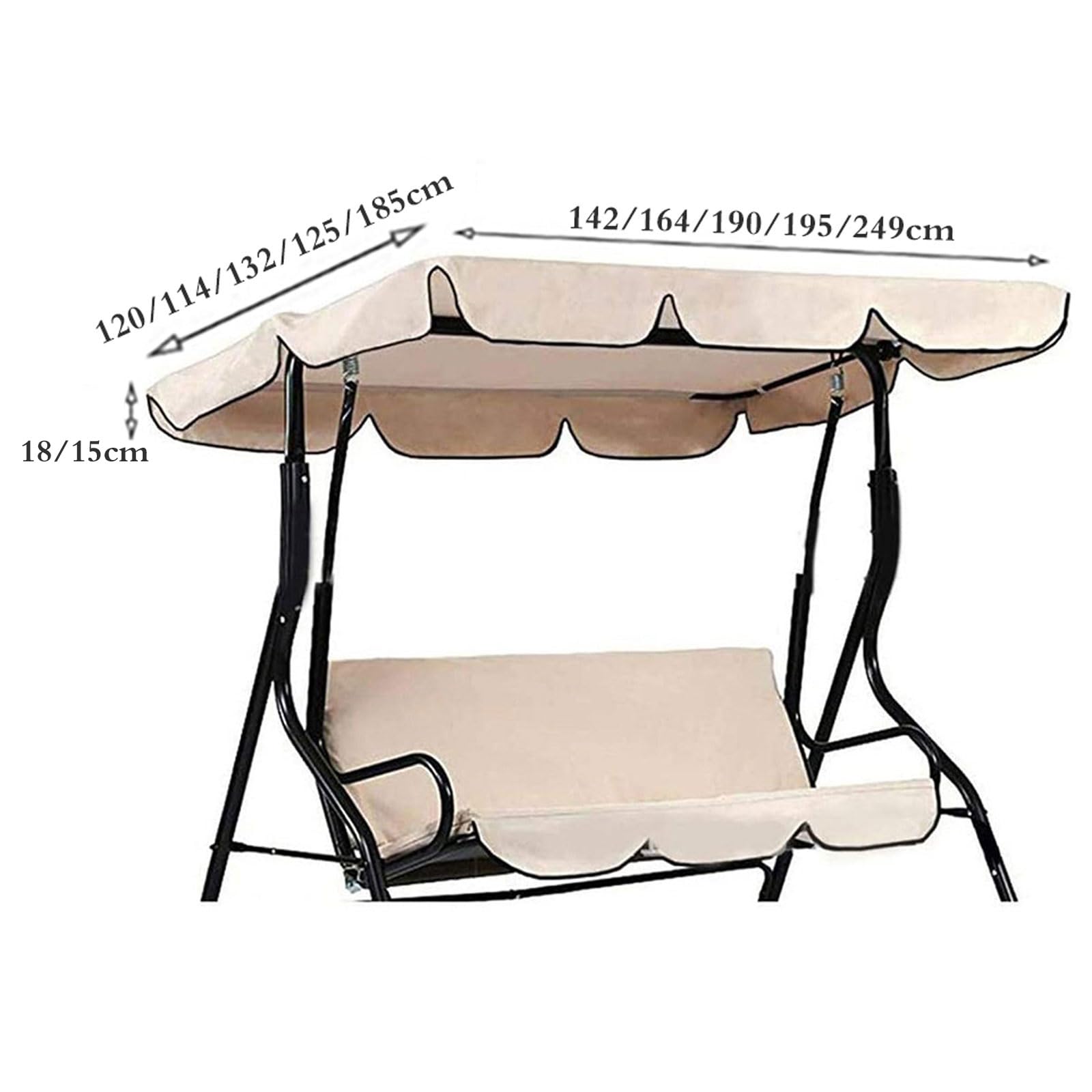 Toit De Rechange pour Balancelle,Toile De Balancelle De Jardin avec Toit,Couverture Auvent pour Jardins Batts,Anti-UV/Pluie,Facile à Installer,pour BalançOire De Jardin