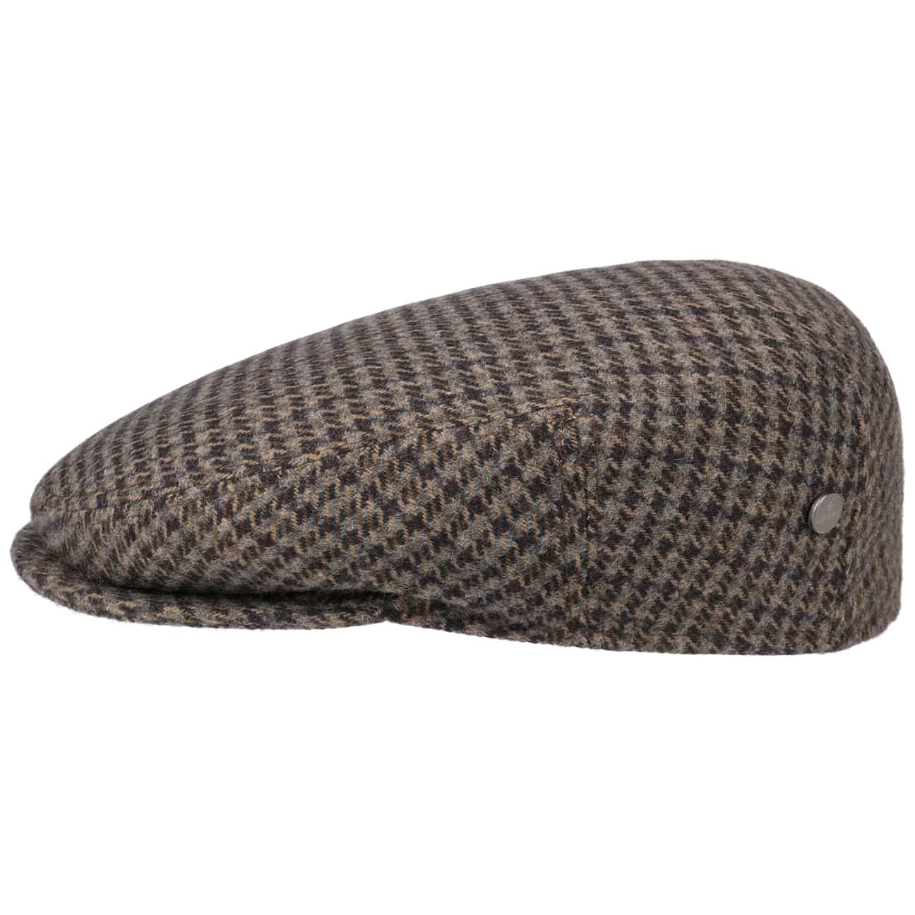 Lierys Britain Houndstooth Flat Cap Made in Italy Men Summer/Winter Brown