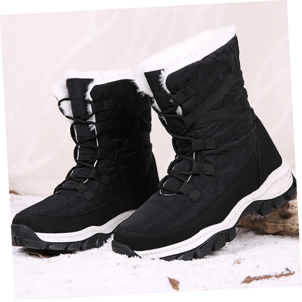 VANZACK Zapatos de Algodón Cálidos Botas de Invierno Botas de Cálidas Cómodas de Media Caña para Mujer