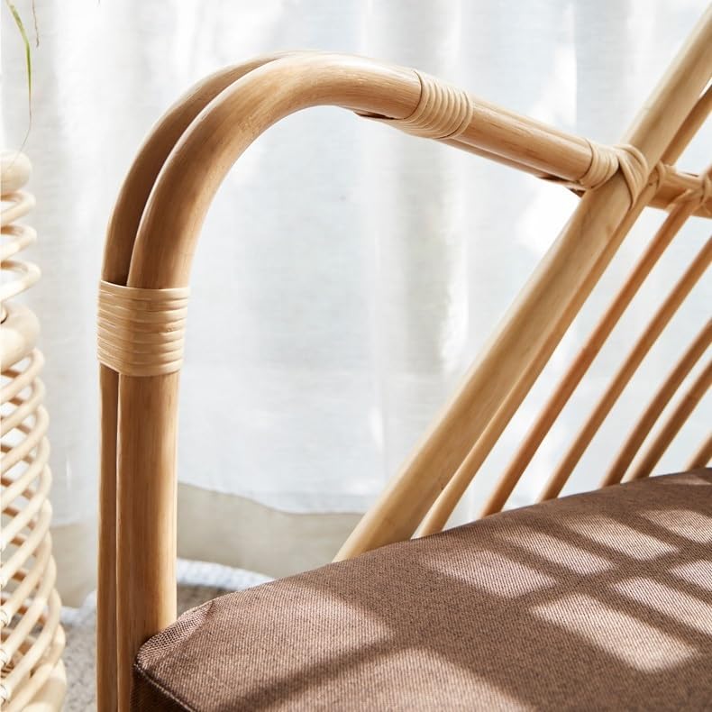 Stuhl für Schreibtisch Skandinavisches Einzelsofa Wohnzimmer Einfacher Freizeitstuhl Naturrattan Handgewebter Rattanstuhl