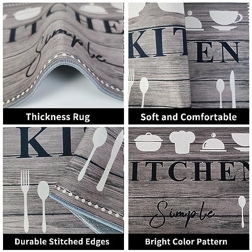 Kitchen Rugs Runner Set of 2 Anti Fatigue Kitchen Floor Mat for Home Decoration Office Waterproof Non Slip Kitchen Rug Set Comfort Standing Mats (Kitchenware-B, 43x75+43x150cm) - Image 5