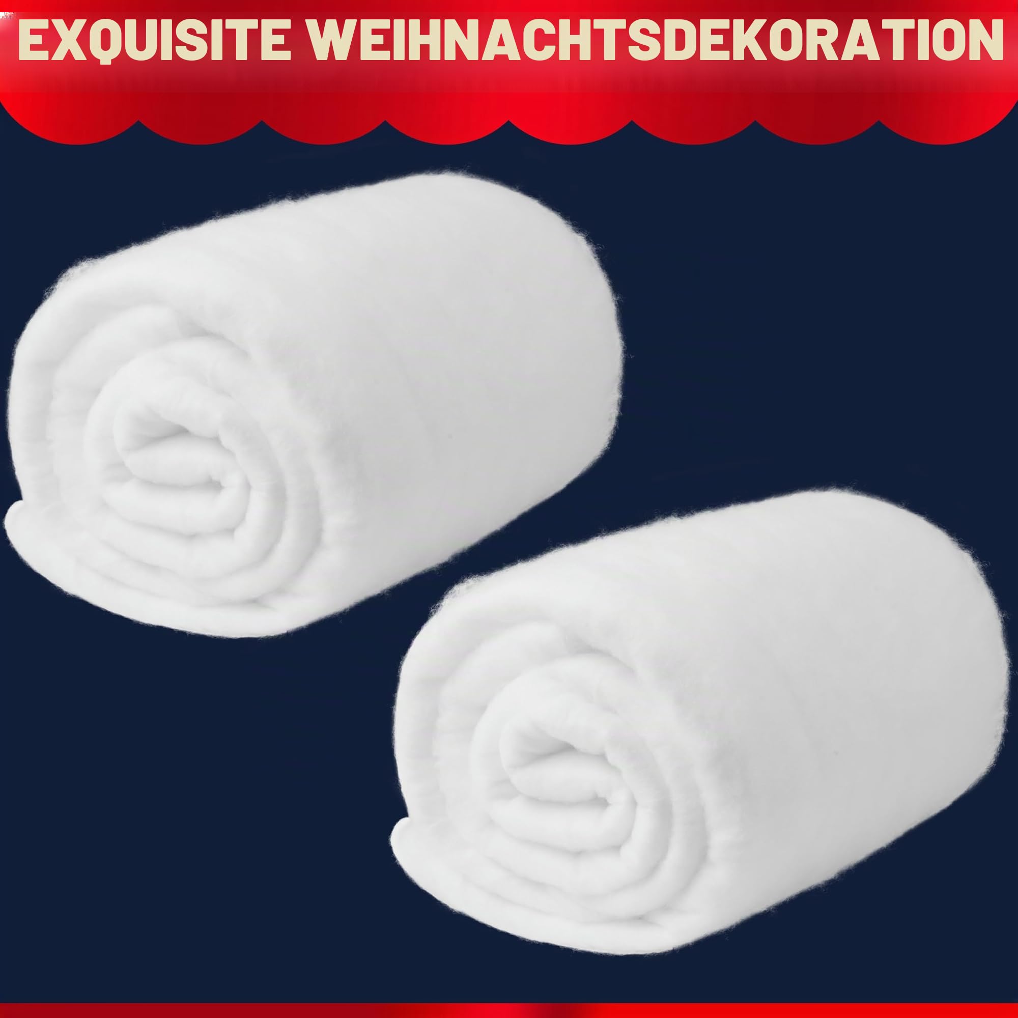JOYIN Weihnachts-Schneedecken (3er-Pack), 38.1cm x300cm, weiche, Dicke Kunstschneedecke, Schneerollen, Schneeplatten, Kunstschnee-Baumwollstoff für Weihnachtsferien-Winterdekoration