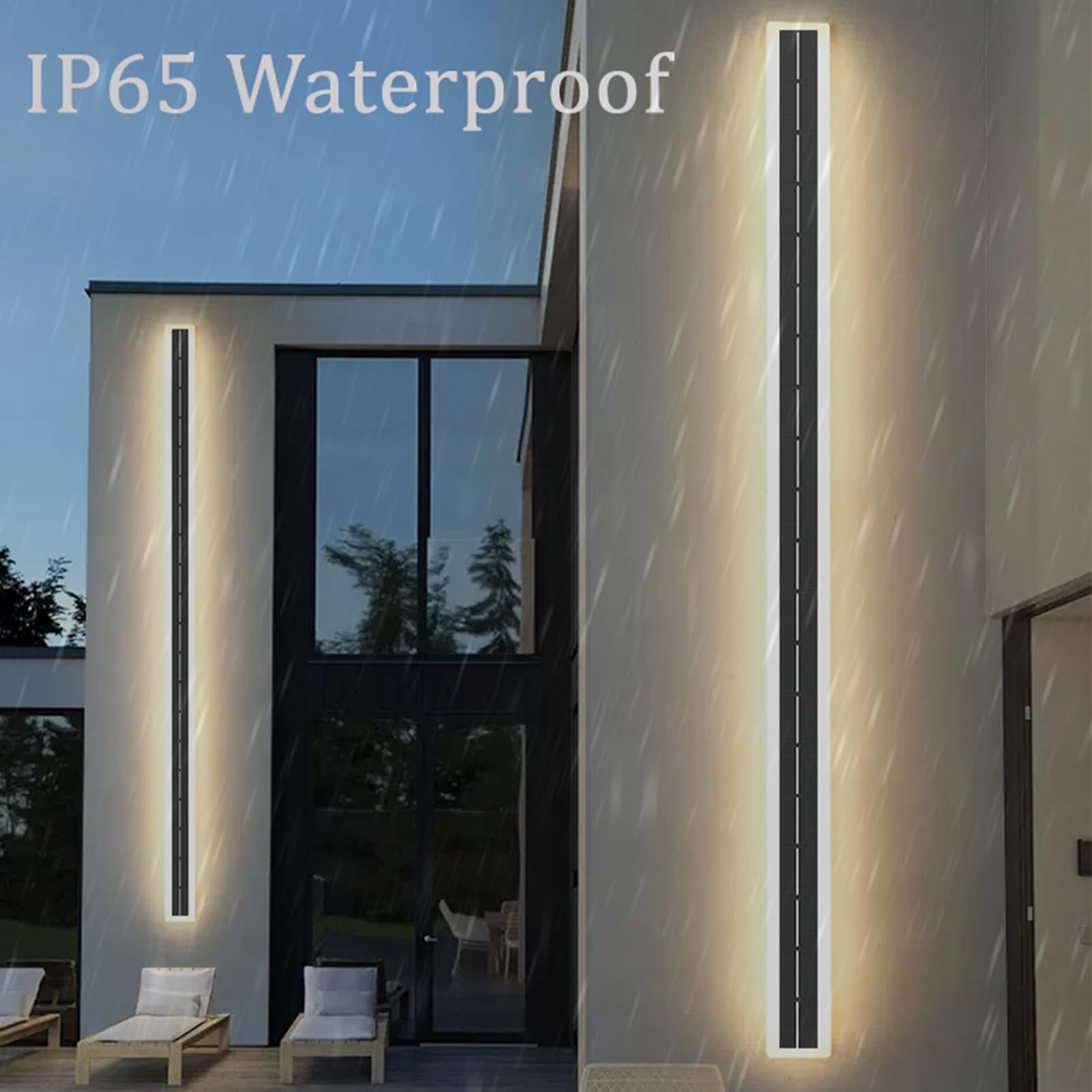 Solarlampen für Außen Lange Villa Wandleuchte IP65 Wasserdicht LED Wandlampen mit Fernbedienung 3000K/4000K/6500K Aluminium Aussen Innen Gärten Terrassen Schlafzimmer (Warmes Licht,30cm)