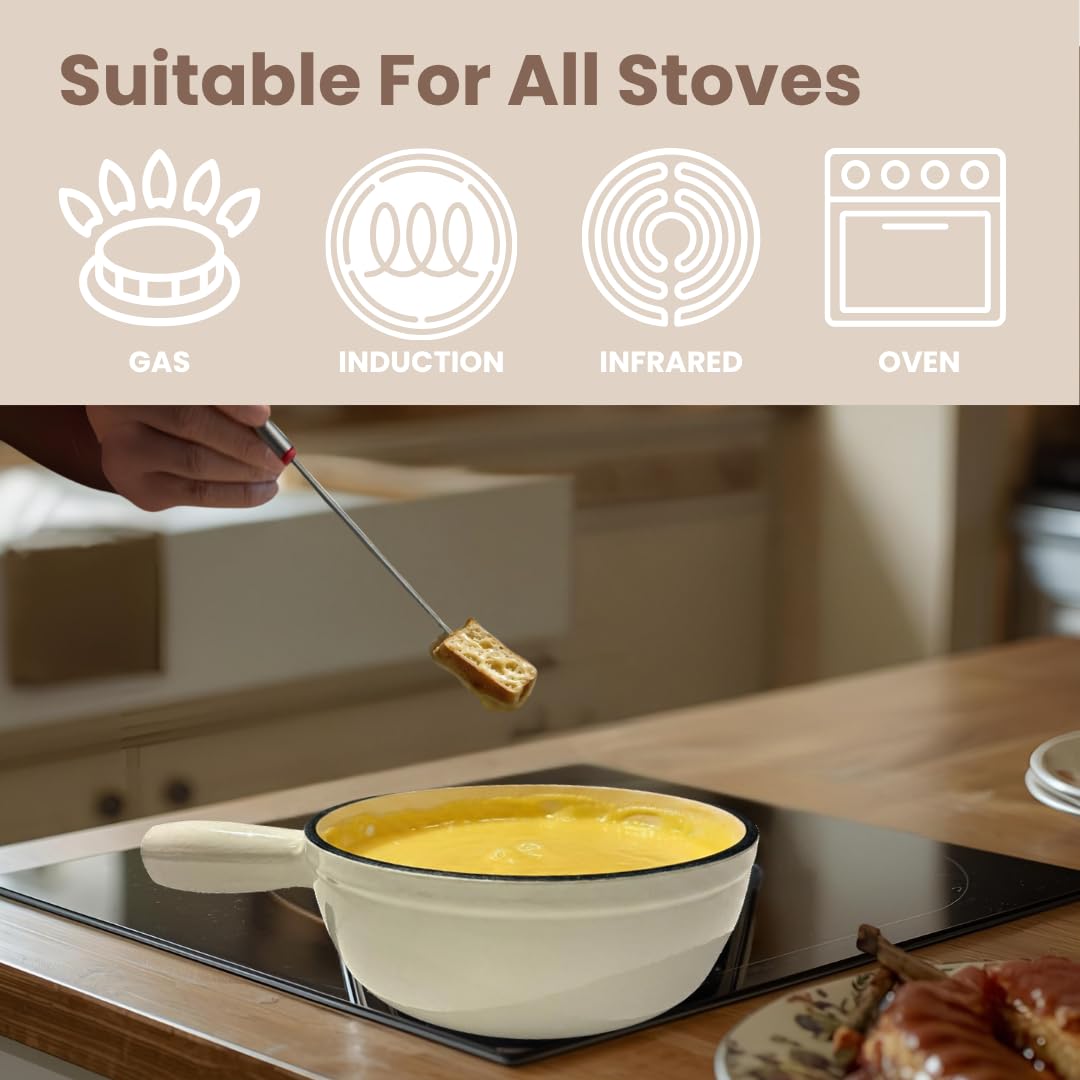 Gusseisen 9-teiliges 2L Fondue-Set mit Zubehör Fondue-Kit Schweizer Fondue-Käse Fleischöl Fonduetopf Fondue-Topf-Set, Käsefondue-Set, Schokoladenfonduetopf, Käse-Schmelztopf, Fonduetopf nicht