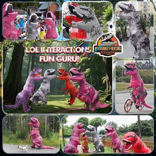 Eayaele Aufblasbare T-rex Kostüme Aufblasbare Dinosaurier Kostüm Erwachsene Tyrannosaurus Rex Anzug Karneval Party Dino Kostüm Männer Frauen (Rosa)