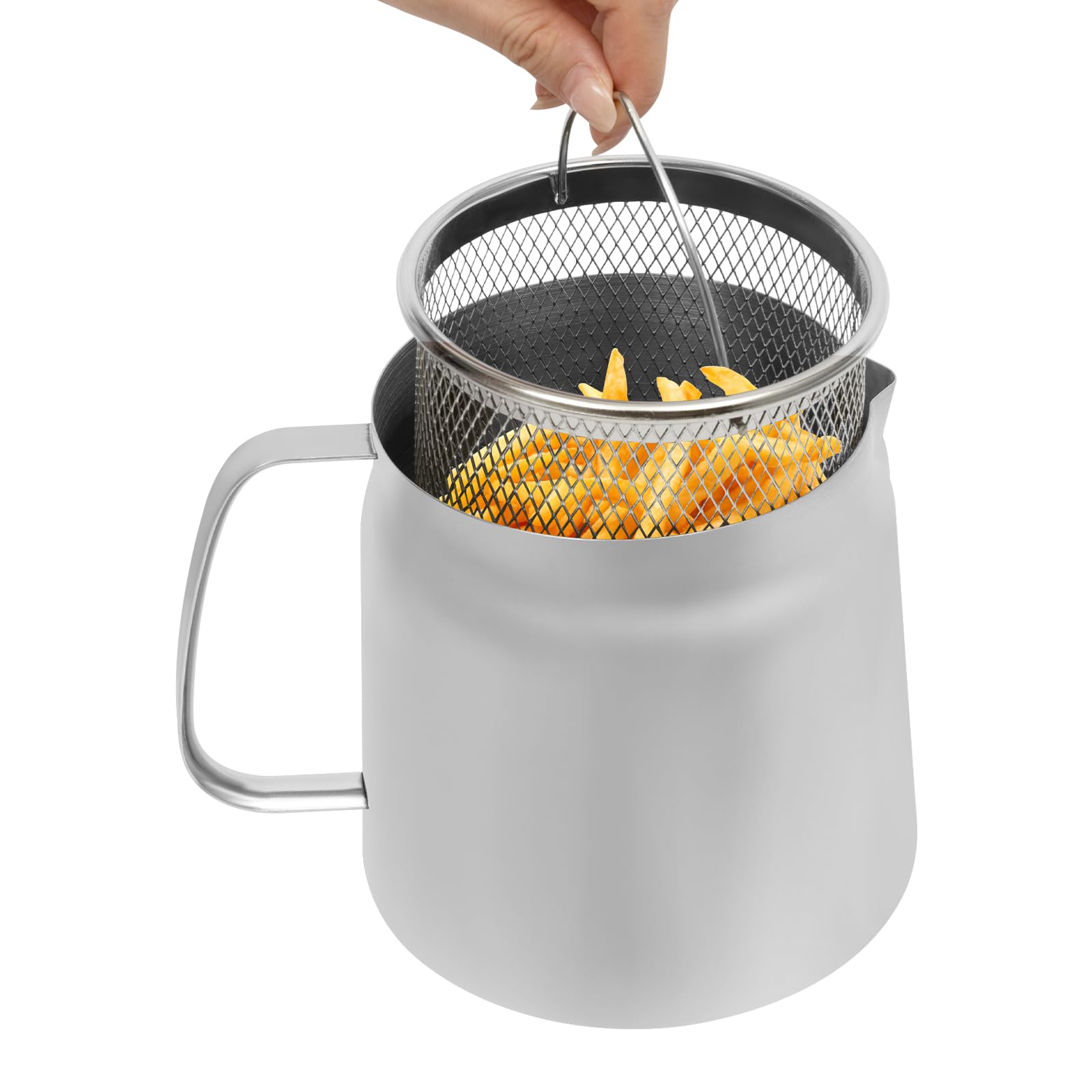 KAPIPALA Vaso per filtro dell'olio in acciaio inox 304, 2 l, con filtro a maglia fine e cestino per friggere, in acciaio inox, per vari forni, filtri e olio da cucina per casa, cucina, ristorante