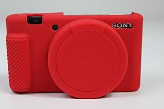 ZV-1 Case, BolinUS Fullbody Ultra-Thin Lightweight Rubber Soft Silicone Housing Case Bag Cover for Sony ZV-1 ZV1 (Red)
