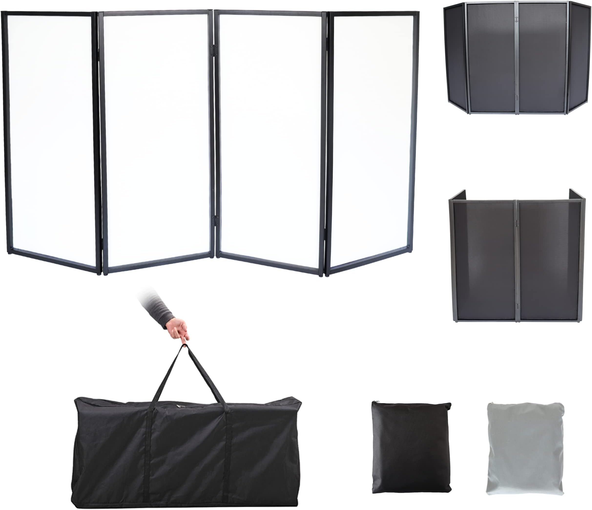 DJ Facade DJ Booth White&Black w/Carry Bag Portable DJ Event Facade Foldable Cover Screen Front Board Video Light Projector Display Scrim Panel