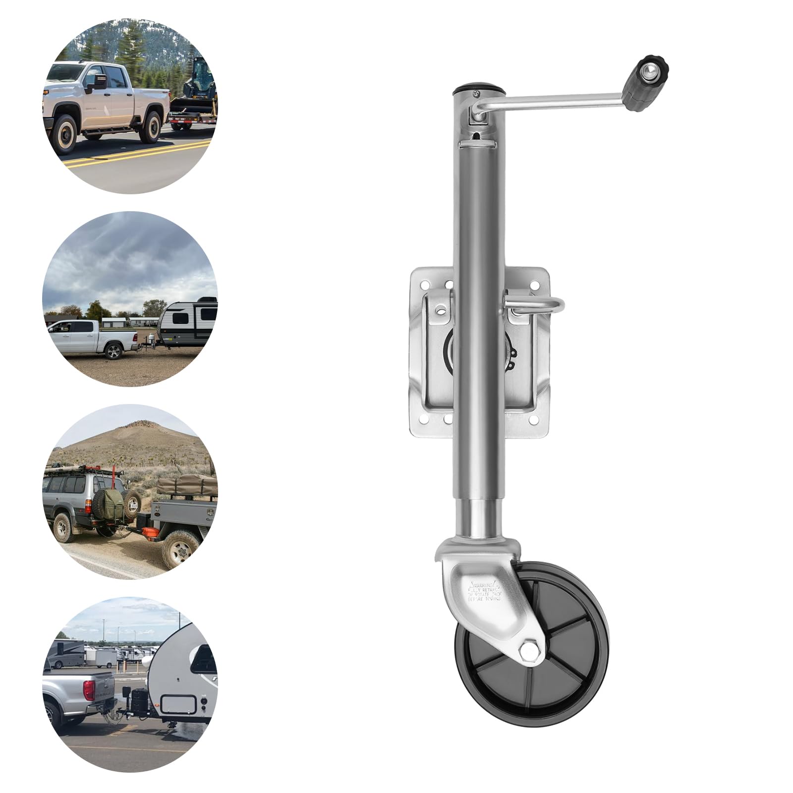 Rueda de apoyo para remolques 540kg, rueda de apoyo con neumáticos de goma maciza de 6 pulgadas, accesorio para remolques y rueda de apoyo de alto rendimiento para remolques, caravanas y