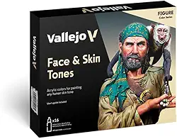 Vallejo - Conjunto de tinta acrílica para tons de rosto e pele | Cor do modelo | Kit de miniaturas históricas da série de cores de figuras para alcançar precisão histórica com pigmentos de grau