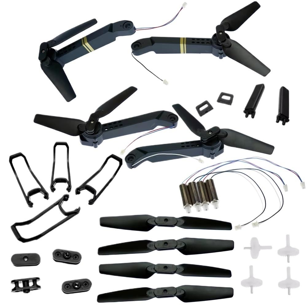 Compatible Para E58 repuestos palas, protector, patines y brazo motor dron | Varias piezas habituales cubren reparaciones básicas para aficionados principiantes.(Set B)