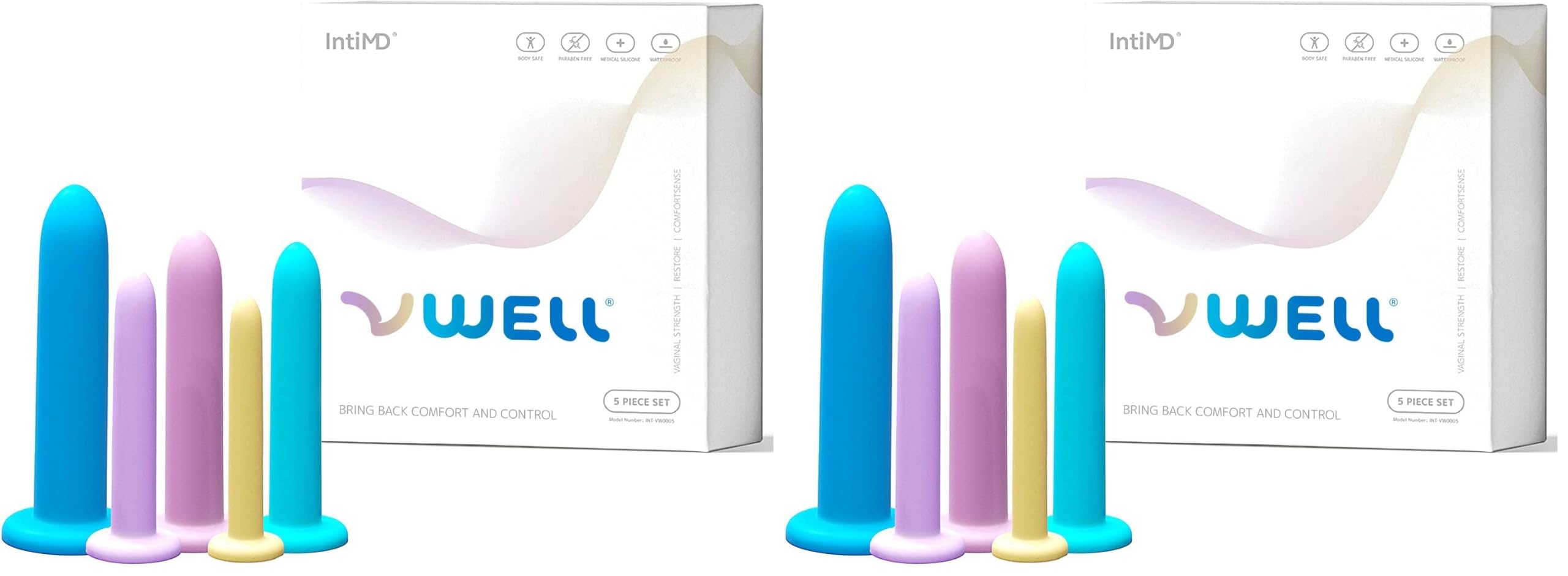VWELL Silicone Wands Set Hands-Free Suction Tapered Medical Silicone (Complete 5 Kit System) (Pack of 2)