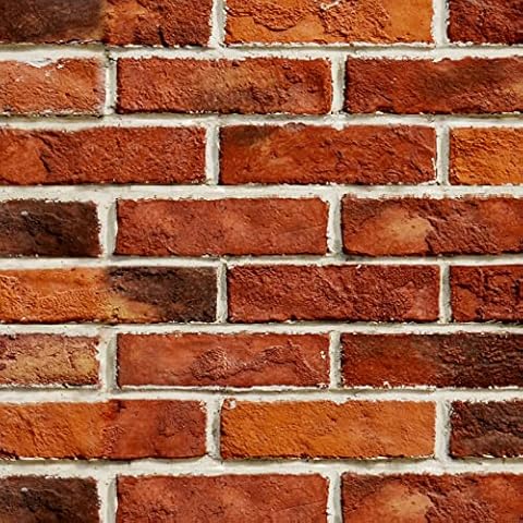 Abyssaly Brick Wallpaper, Peel and Stick Red Vinyl, Vintage Faux Brick Wallpaper for Home Decoration, Fireplace, Kitchen Backsplash, 17.7x236 inch, 28.92 sq.ft Cover