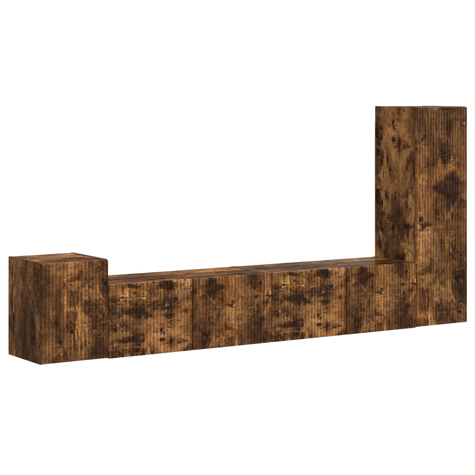 Meuble TV mural avec 4 portes et étagères rangement salon bois