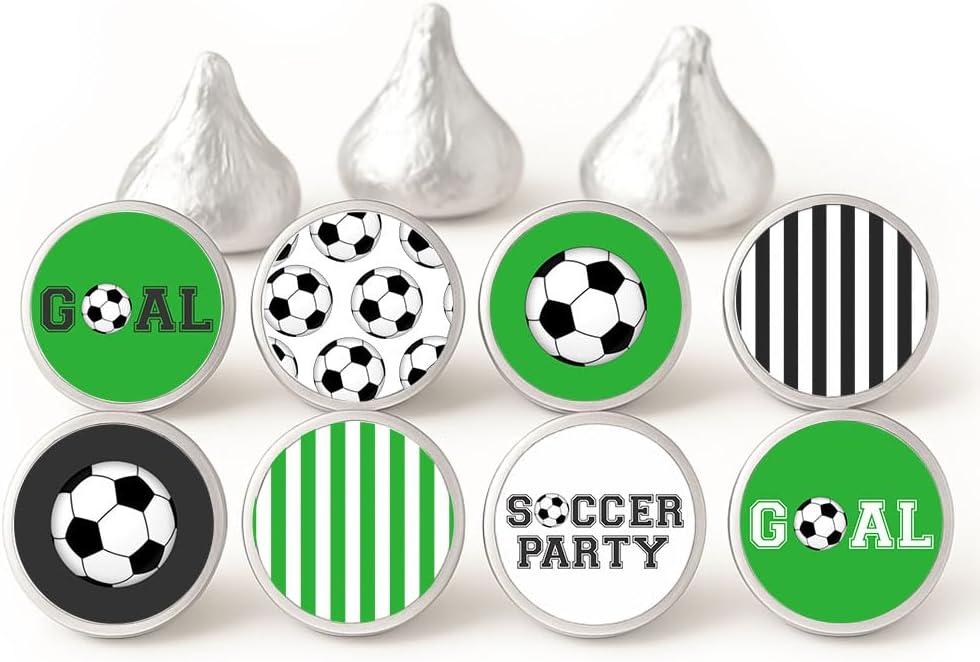Soccer Ball Labels for Hershey's Kisses Chocolates by Adore By Nat - Candy Sticker Sports Party Favors - Set of 240