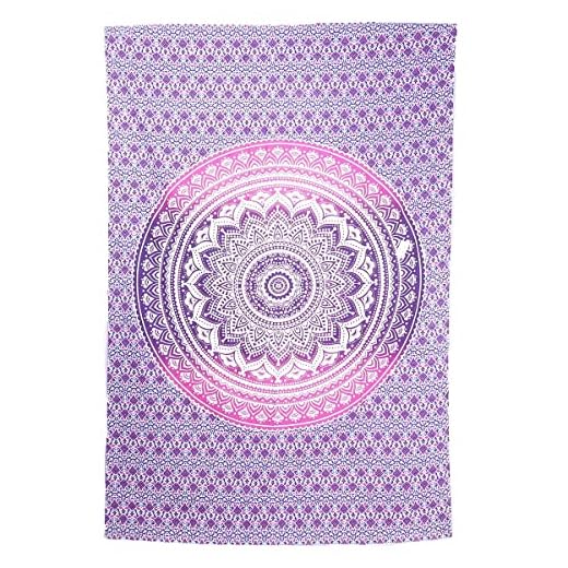 The Art Box Tapiz Tapiz Pared Decoracion Pared Tela Para Tapizar Tela Decorativa Pared Libro Colorear Adultos Mandalas Colorear Adultos Mandala Decoración Tela Mandala, Rosa y blanco, 135x210 Cm