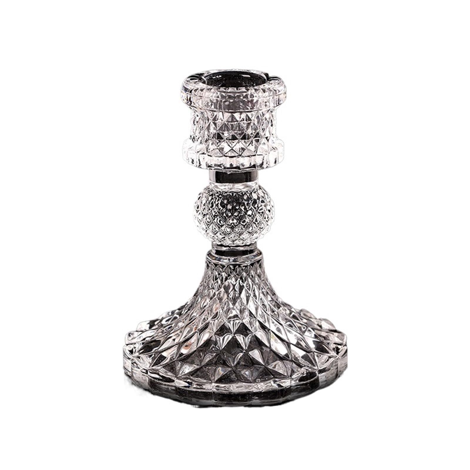 Glass Candle Holder For Tealight Retro Candlestick Romantic Party Dinner Wedding Decoration Home Decor(7.7x10cm-A)