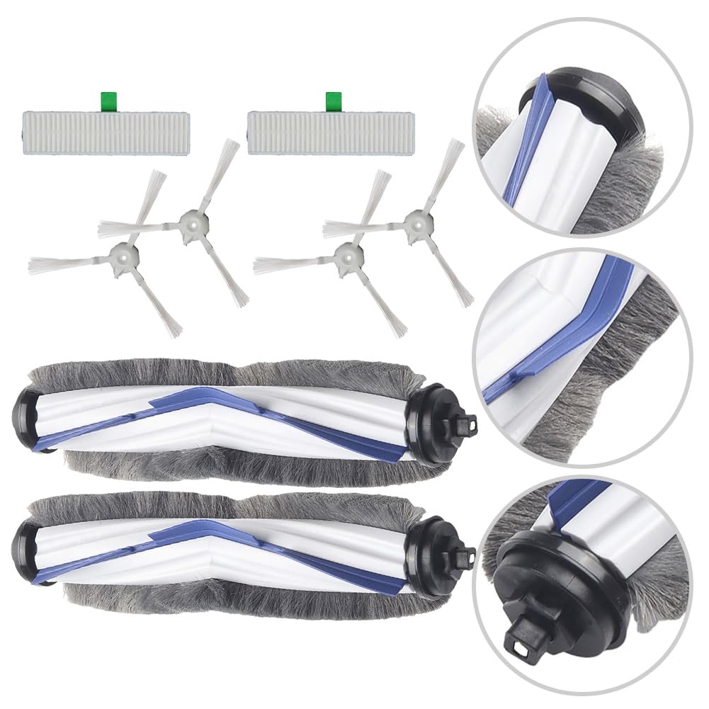 Kit Ricambio Rowenta Explorer 60 – 8 Pezzi: 2 Spazzole Principali, 2 Filtri, 4 Spazzole Laterali Per RR7427/RR7447
