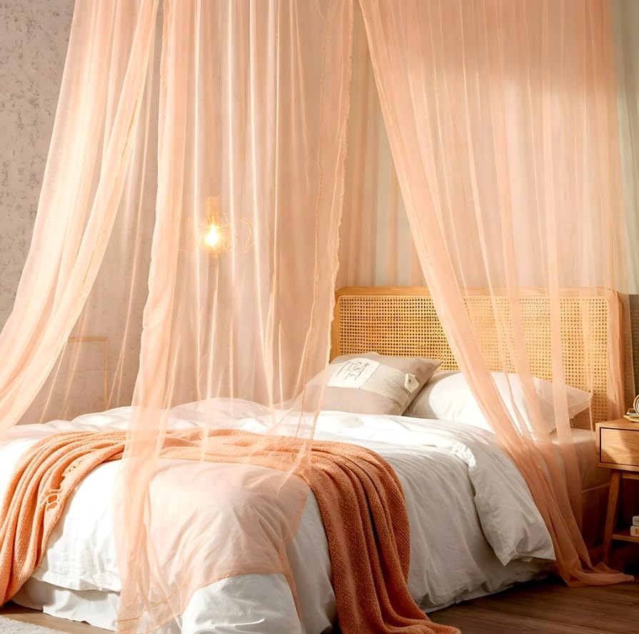Image of Special You Canopy Tent for Decoration Bedroom, Bed Curtains, Unstiched Peach Net Cloth for Decorations 5Mtr, Room Decor Aesthetic Decorations Items for Bedroom, Bed Canopy for Bed Room