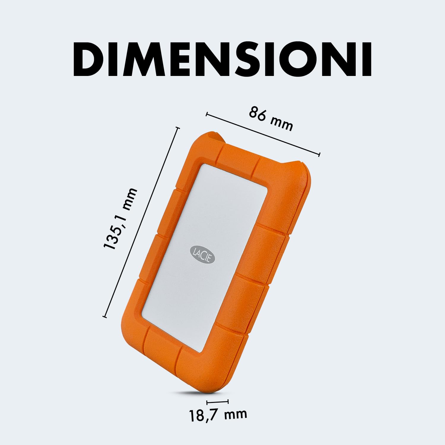 LaCie Rugged USB-C 1TB Hard Disk Esterno Portatile Resistente a Cadute PC Mac iPad iPhone Data Rescue