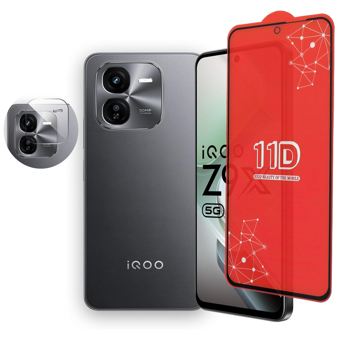 REDDWARF iQOO Z9x 5G 11D Tempered Glass With Camera Lens Protector (2 in 1 Combo) - High Touch Sensitivity, Smooth Edge,Anti-Scratch (PACK OF 1) (B0D54WZBVP) Amazon Price History, Amazon Price Tracker