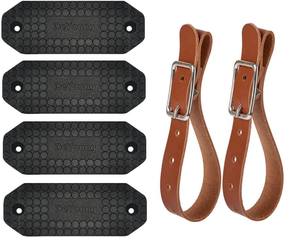 Gun Magnet 46lbs 4-Pack + Leather Hanging Strips 1-Pair Gun Rack Wall Mount Display