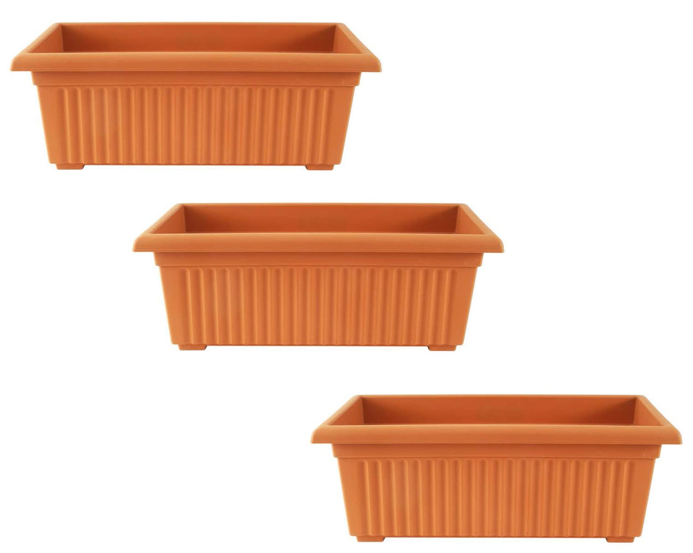 Optimal Products Plastic Trough Plant Pot Long Plastic Planter Outdoor Garden Herb Flower Box UK (70cm Trough Terracotta, 3) — image 1
