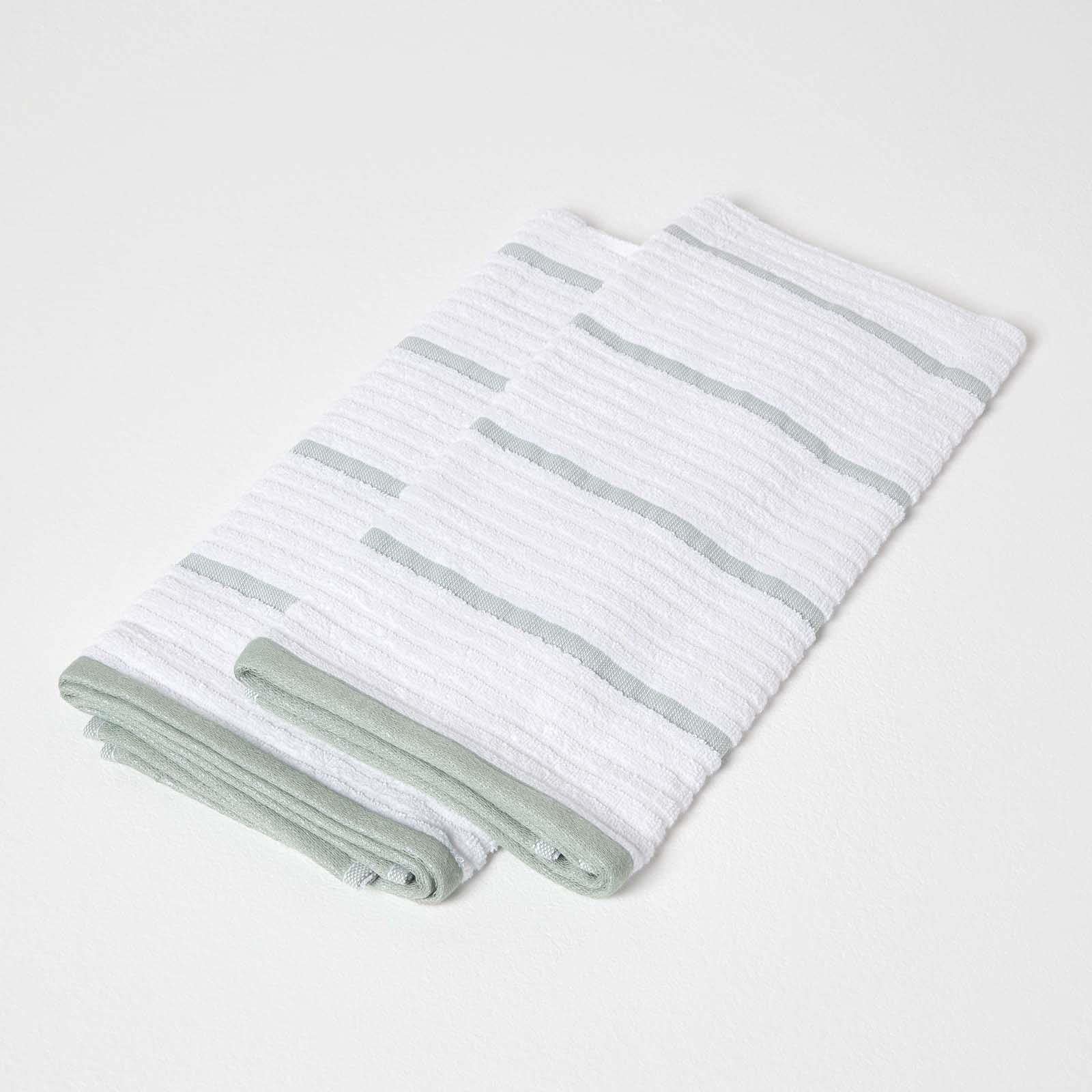 Homescapes Sage Green Cotton Tea Towel Set - 50cm x 70cm