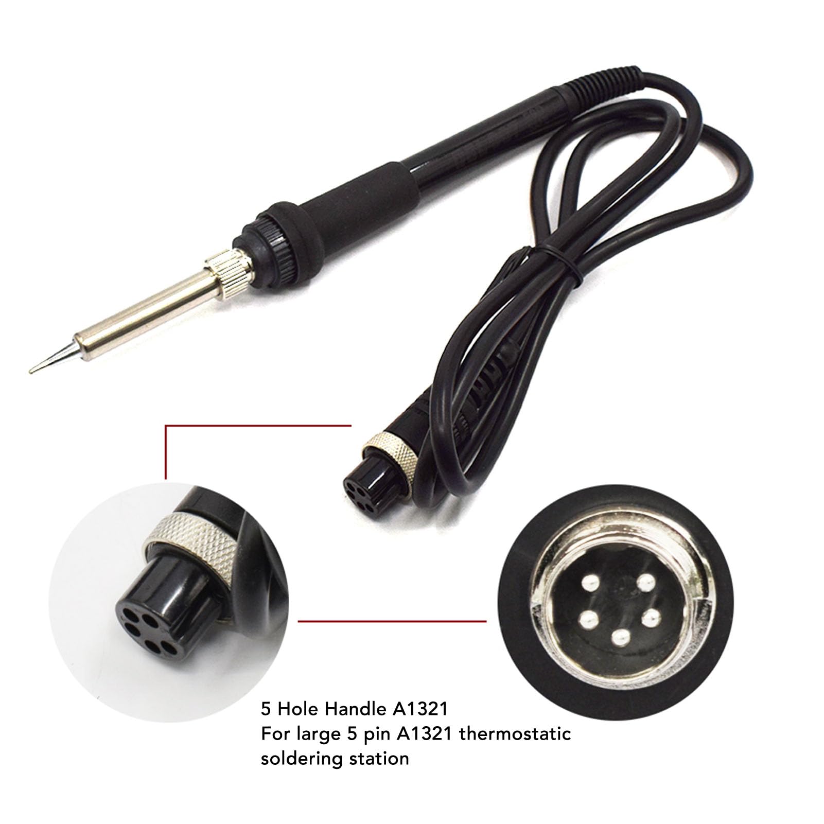 1PC Soldering Station Iron Handle Replacement, 50W 24V Silicone Aluminum Soldering Station Replacement Pencil Welding Tool with 5 Holes