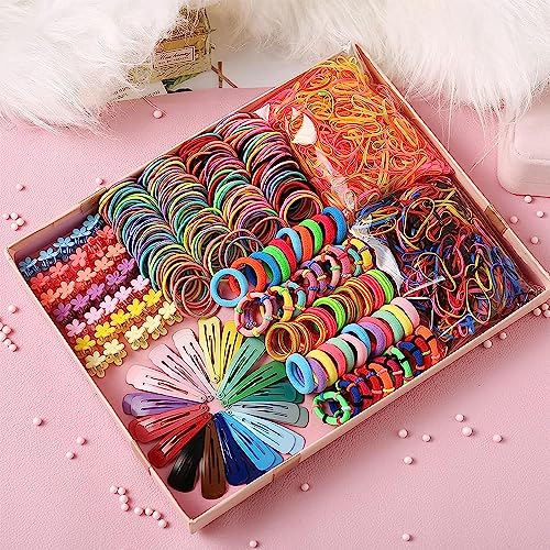 Image of Shining Diva Fashion 74-1220 Pcs Colorful Hair Bands, Hairpins, Ponytail Holders, Flower Clips, BB Clips, Bamboo Knots, Hair Extensions, Headbands for Girls Kids Baby Toddlers | A Box of Multipurpose Girls Hair Accessories Set | Birthday Gift for Girls