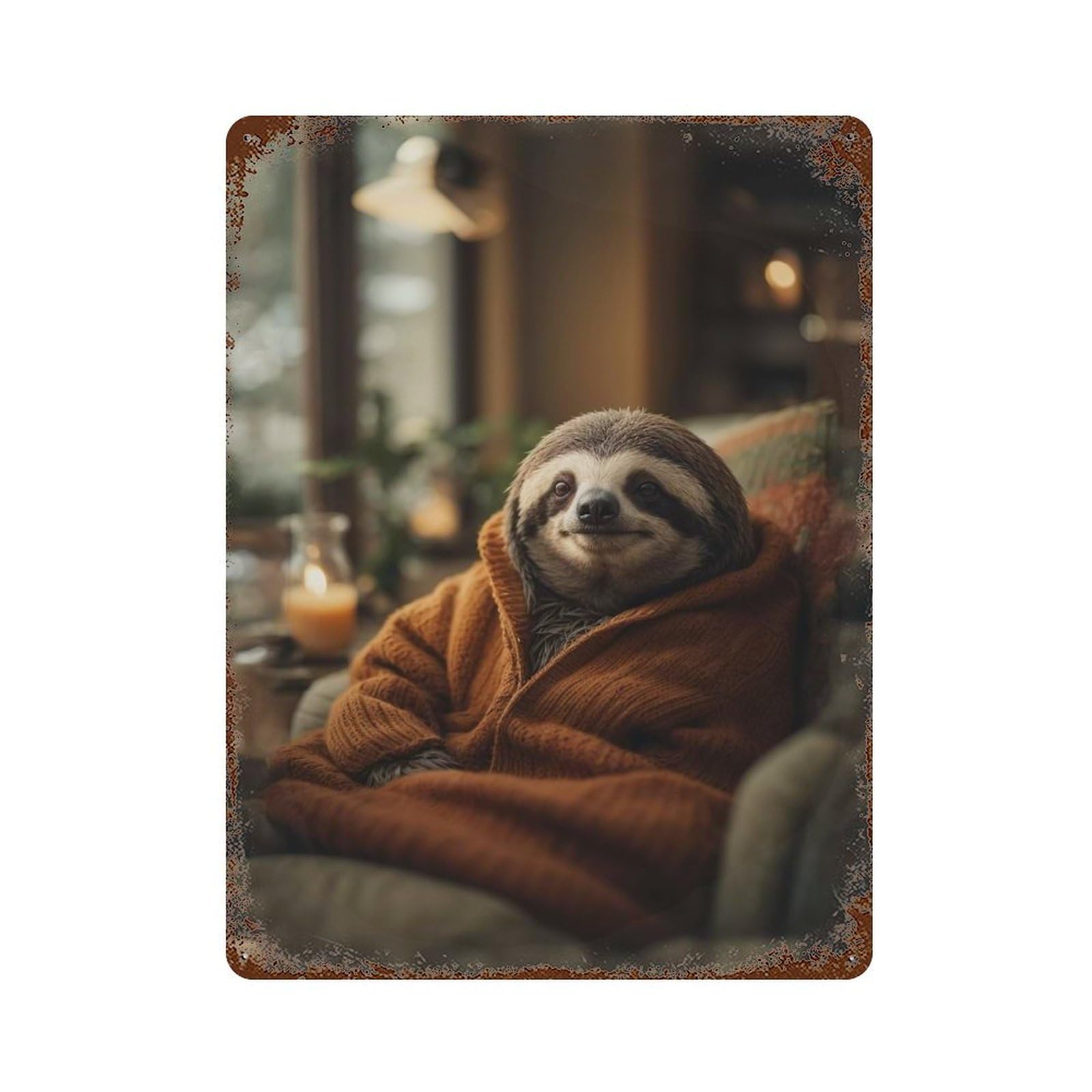Lazy And Cozy Sloth Retro Metal Sign 15.7"x11.8", Ideal for Shed, Workshop And Garage Wall Decor