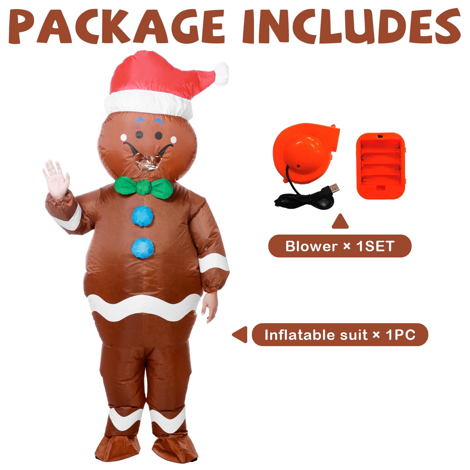 Ficlwigkis Christmas Inflatable Costumes Santa Claus Outfit Blow up Christmas Snowman Reindeer Costume Fancy Dress for Ault Unisex One Size - Image 3