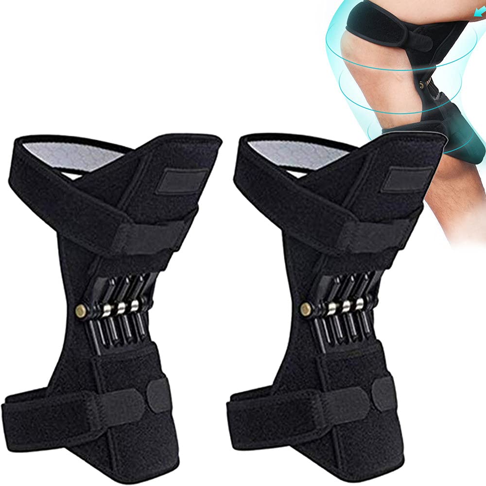 Refuerzo de rodilla, soporte de rodilla para hombres y mujeres, soporte de refuerzo de rodilla mejorado, soporte de articulación de resorte de rebote, para ejercicios de montañismo en cuclillas de o