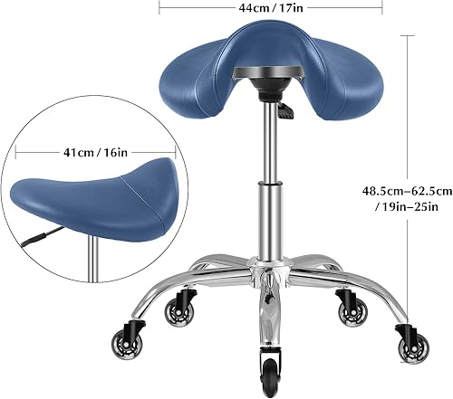 Miniatura 2 de Taburete de silla de montar con ruedas, capacidad de peso de 300 libras, taburete rodante resistente para sala de masaje médico, cocina, spa, dibujo